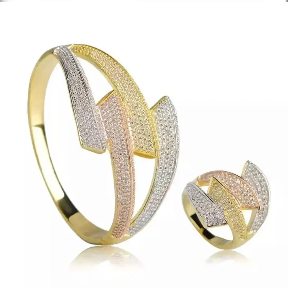 VQ Three-Tone Bracelet and Ring Set